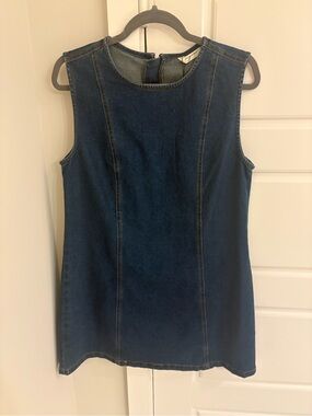 Vigoss Dark Blue Sleeveless Denim Mini Dress
